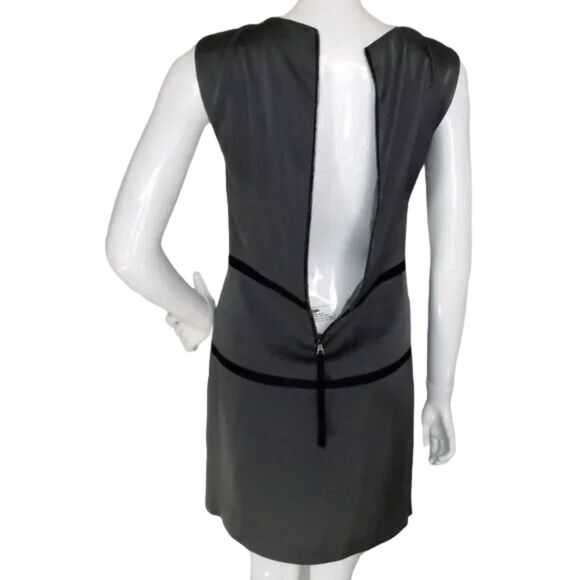 RAG & BONE Dress, 2, Gray Satin, Black Bands, Sleeveless, Back Zip, Crew neck - Picture 6 of 14